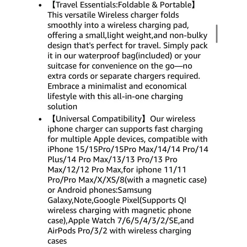 Foldable 3-in-1 Magnetic Wireless Charging Station‎ Black With Carrying Case